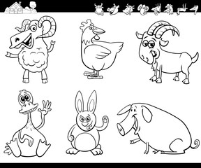 cartoon farm animals collection color book
