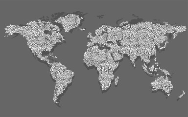 Abstract world map of dots with shadow, vector eps10