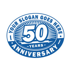 50 years anniversary design template. 50th logo. Blue design - vector and illustration.