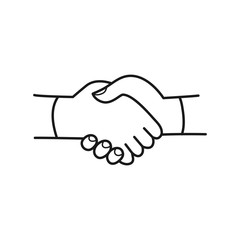 Hand drawn handshake isolated on a white. Vector illustration.