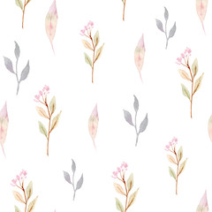 Watercolor seamless pattern with flowers. Floral background design.