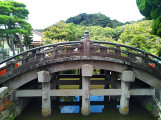 Stone arch bridge of the temple in the Japanese city of Kamakura