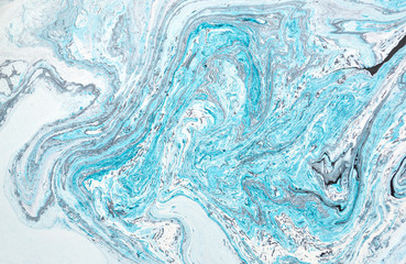 Blue marble abstract acrylic background. Marbling artwork texture. Liquid acrylic pattern
