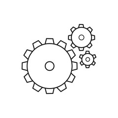 Hand drawn gear wheels isolated on a white. Sketch of gear. Vector illustration.