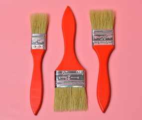 Natural bristle brushes for painting surfaces. The tool of the painter.