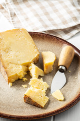 Crushed block of cheese.