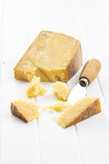 Crushed block of cheese.