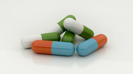 pills on white background