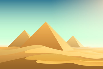 Fototapeta na wymiar Pyramids in sands desert illustration