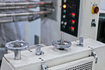 Factory interior with various machinery