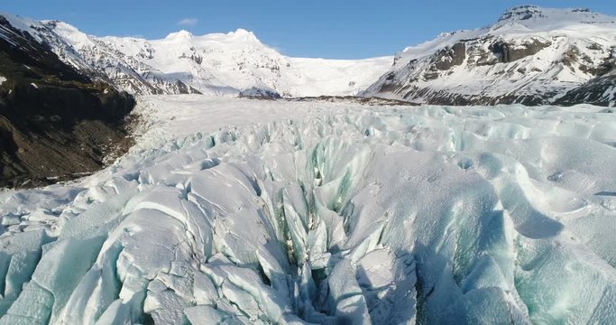 Aerial view of the glacier in Iceland