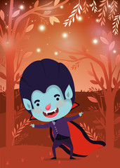 halloween season scene with boy costume dracula