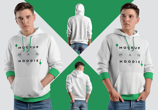 Hoodie with Rolled Up Sleeve Mockup