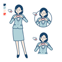 simple type suit business woman_heart mark hand sign