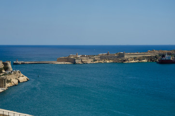 View on Fort Ricasoli in Malta. Place there Game of thrones was filming, famous location.