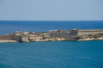 Panoramic view of Fort Ricasoli in Malta. Place there Game of thrones was filming, famous location.