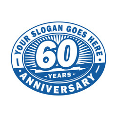 60 years anniversary design template. 60th logo. Blue design - vector and illustration.