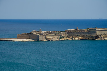 Place there Game of thrones was filming, famous location. View on Fort Ricasoli in Malta.