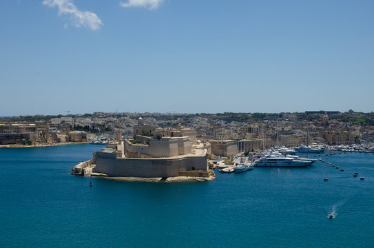 St. Angelo Fort In Malta. Place There Game Of Thrones Was Filming, Famous Location.