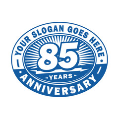 85 years anniversary design template. 85th logo. Blue design - vector and illustration.