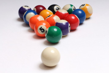 Billiard balls on white background