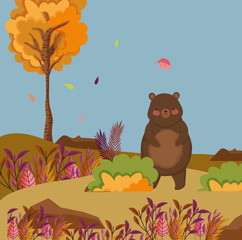 cute animal foliage hello autumn