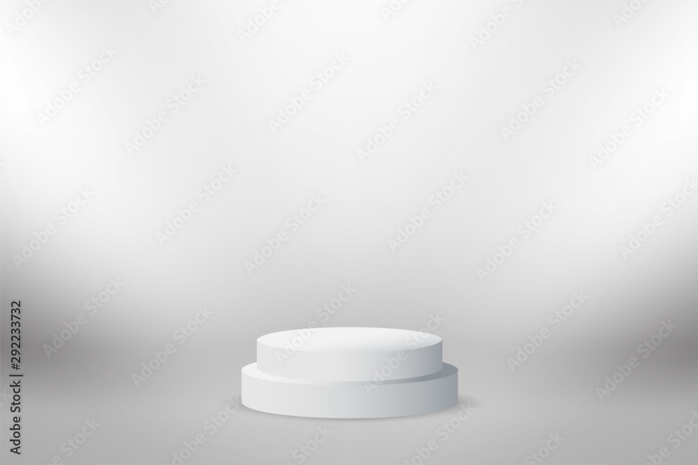 Wall mural abstract backdrop stand circle grey background.graphic minimal empty room with spotlight effect.fram