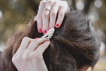 Fototapeta premium Woman hair jewelry 