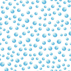 Blue pearls, beautiful jewelry seamless watercolor raster pattern
