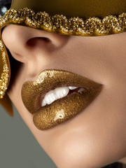 Close up view of beautiful woman lips