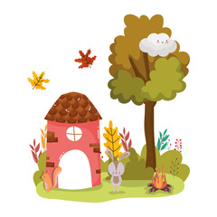 Obraz na płótnie Canvas cute animal house hello autumn