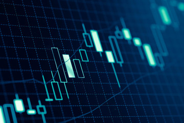 Forex market charts on computer display