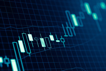 Forex market charts on computer display