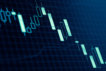 Forex market charts on computer display