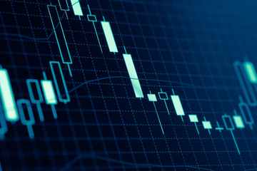 Forex market charts on computer display