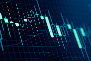 Forex market charts on computer display