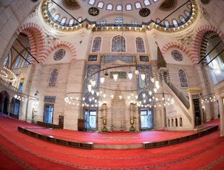 Obraz premium Suleymaniye Mosque indoor, Istanbul, Turkey