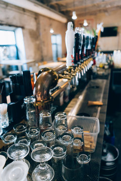 Draft Beer Bar, Detail Of Glasses.