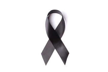 Black ribbon isolated on a white background. Funeral concept. Mourning.