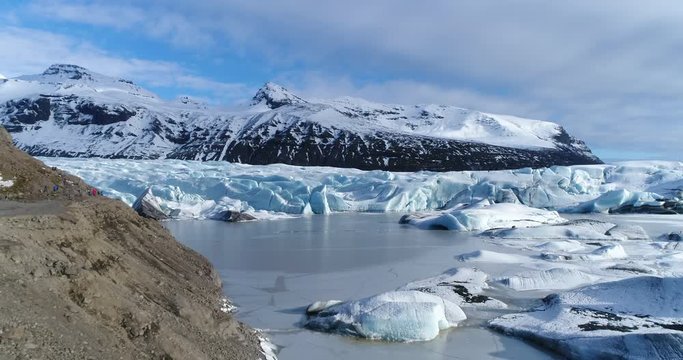 Aerial view of the glacier in Iceland