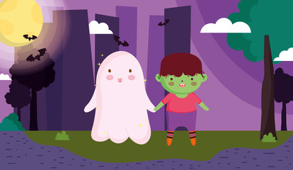 Obraz premium kids with costume halloween image