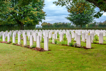 Naklejka premium Bayeux War Cemetery is the largest Second World War cemetery of Commonwealth soldiers in France, located in Bayeux, Normandy.