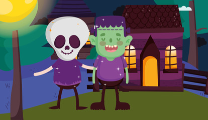kids with costume halloween image