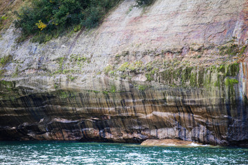 Natural texture of Pictured Rocks National Lakeshore in the south shore of Lake Superior in Michigan’s Upper Peninsula.