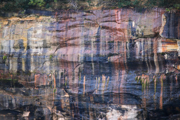 Natural pictured rocks landscape at North Michigan for abstract colorful background