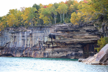 Fototapeta na wymiar Pictured Rocks National Lakeshore in the south shore of Lake Superior in Michigan’s Upper Peninsula.