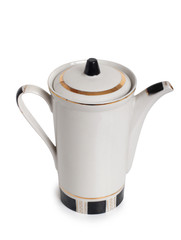 Antique porcelain tableware for tea on a white background