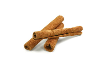 Cinnamon sticks isolated on white background with shadow. Spice Cinnamon sticks.
