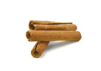 Cinnamon sticks isolated on white background with shadow. Spice Cinnamon sticks.
