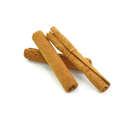 Cinnamon sticks isolated on white background with shadow. Spice Cinnamon sticks.